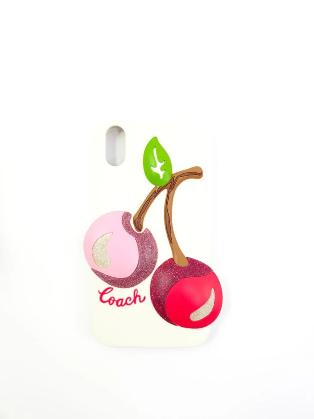 Coach Woman's Red & Pink Glitter Cherry Silicone Phone Case - iPhone XR